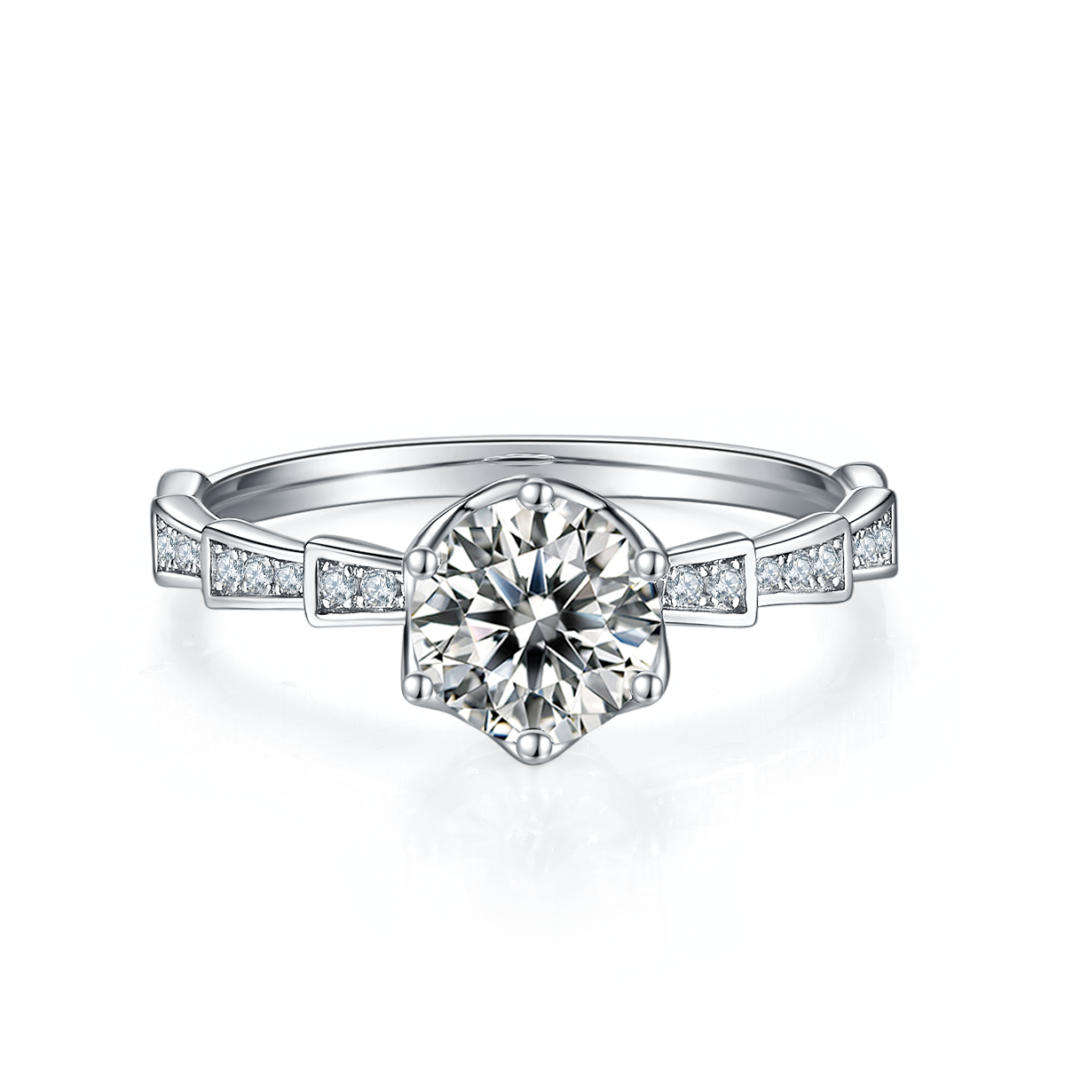 Straight arm luxury Medusa mechanical snake S925 silver plated platinum Moissanite women's ring 1 carat D-grade